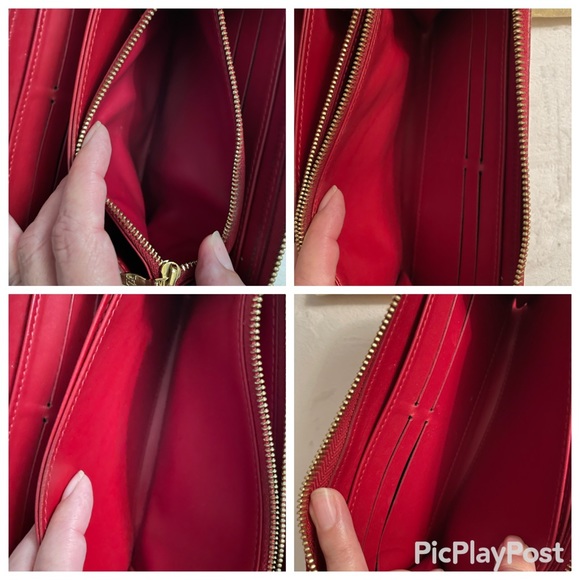 Authentic Louis Vuitton Long Zippi Vernis Monogram Wallet Red Color - Picture 3 of 16